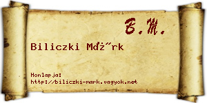 Biliczki Márk névjegykártya
